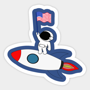 usa flag on rocket Sticker